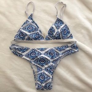 Blue print bathing suit